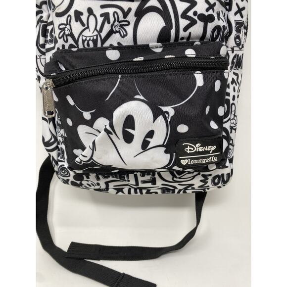 Disney Loungefly Mickey Mouse Backpack Graffiti Style Black/White Song Tune main image 5